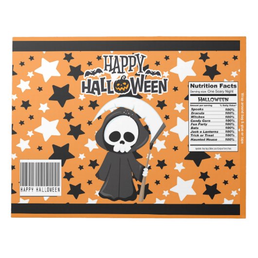 Halloween Grimm Chip Bag Wrappers Party Favorieten Notitieblok (Voorkant)