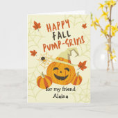 Halloween Grin for a Friend Cute Jack o' Lantern Kaart (Gele Bloem)
