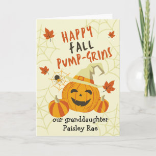 Halloween Grin for Granddochter Cute Pumpkin Kaart