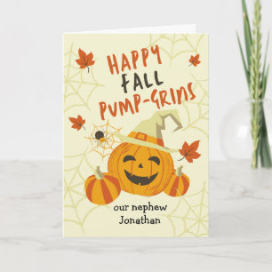 Halloween Grin for Nephew Cute Pumpkin Kaart