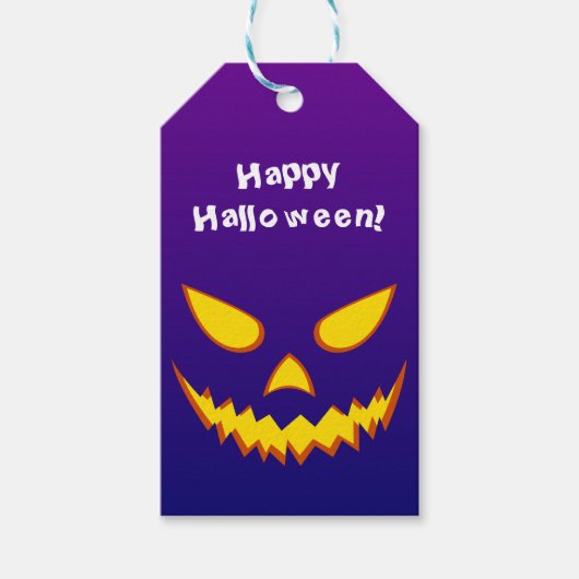 Halloween Grinning Face Jack op Lantern Pumpkin Cadeaulabel (Voorkant)