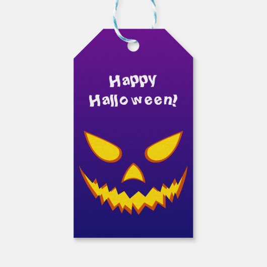 Halloween Grinning Face Jack op Lantern Pumpkin Cadeaulabel (Achterkant)