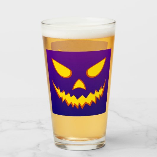 Halloween Grinning Face Jack op Lantern Pumpkin Glas (Voorkant gevuld)