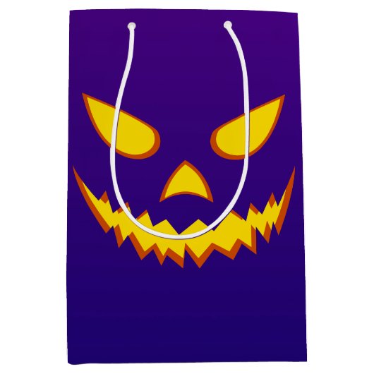 Halloween Grinning Face Jack op Lantern Pumpkin Medium Cadeauzakje (Voorkant)