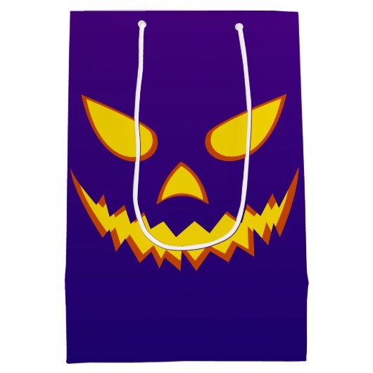 Halloween Grinning Face Jack op Lantern Pumpkin Medium Cadeauzakje (Achterkant)