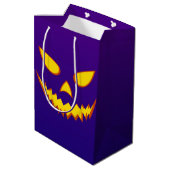 Halloween Grinning Face Jack op Lantern Pumpkin Medium Cadeauzakje (Achterkant Gekanteld)