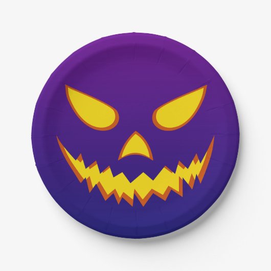 Halloween Grinning Face Jack op Lantern Pumpkin Papieren Bordje (Voorkant)