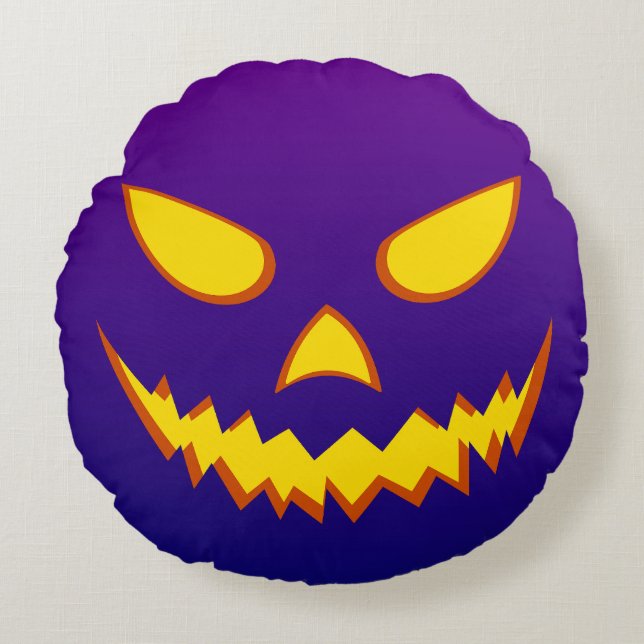 Halloween Grinning Face Jack op Lantern Pumpkin Rond Kussen (Voorkant)