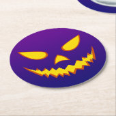 Halloween Grinning Face Jack op Lantern Pumpkin Ronde Kartonnen Onderzetter (Gebogen)