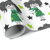 Halloween Groen Meisje Zombies Cadeaupapier (Rol Hoek)