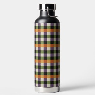 Halloween groen, paarse & zwarte gingham patroon waterfles
