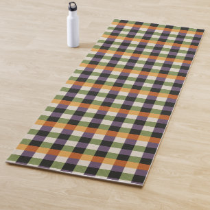 Halloween groen, paarse & zwarte gingham patroon yogamat