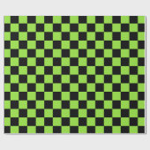 Halloween Groen Zwart Checker Verjaardag aangepast Cadeaupapier (Vlak)