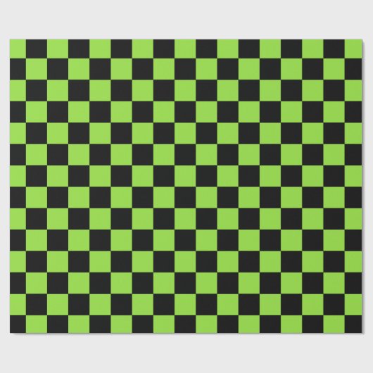 Halloween Groen Zwart Checker Verjaardag aangepast Cadeaupapier (Vlak)