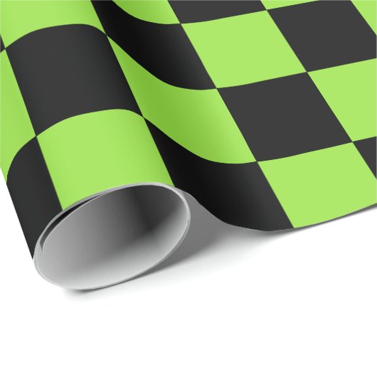 Halloween Groen Zwart Checker Verjaardag aangepast Cadeaupapier (Rol Hoek)
