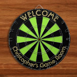 Halloween Groen Zwart Custom Metal Cage Spel Nacht Dartbord<br><div class="desc">Creëer uw eigen aangepaste, gepersonaliseerde, leuke, coole, stijlvolle, halloween neon groen en zwart kleur, regelmaat (18 "diameter, 1 "h) aluminium lijst kooi dart board. Wordt geleverd met 6 messing darts (3 Amerikaanse vlag dart vluchten en 3 UK dart vluchten). U kunt het overal monteren - boven uw afvalmand op het...</div>