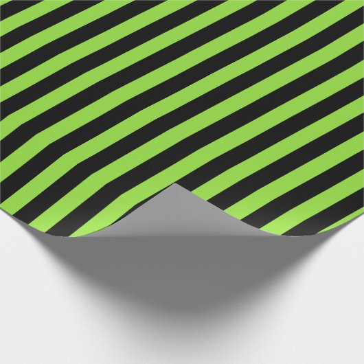 Halloween Groen Zwart Strepen Patroon Aangepaste T Cadeaupapier (Hoek)