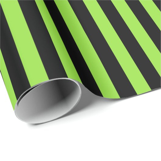 Halloween Groen Zwart Strepen Patroon Aangepaste T Cadeaupapier (Rol Hoek)