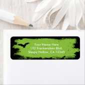 Halloween groene grunge vleermuis feest adreslabel etiket (Insitu)