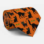 Halloween groene ogen katten oranje stropdas (Opgerold)