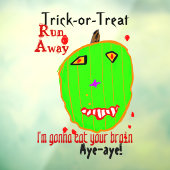 Halloween Groene Pompoen Zombie Raamsticker (Vel 3)