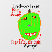 Halloween Groene Pompoen Zombie Raamsticker (Vel)