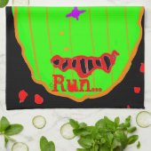 Halloween Groene Pompoen Zombie Run Theedoek (Gevouwen)