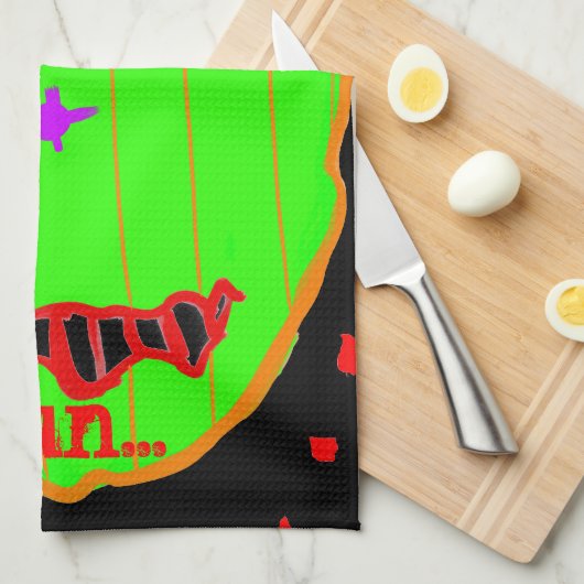 Halloween Groene Pompoen Zombie Run Theedoek (Quarter Fold)