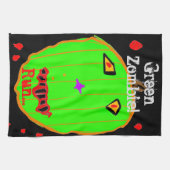 Halloween Groene Pompoen Zombie Run Theedoek (Horizontaal)