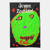 Halloween Groene Pompoen Zombie Run Theedoek (Verticaal)