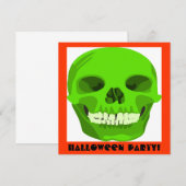 Halloween Groene Schedel Uitnodigen Kaart (Voorkant / Achterkant)
