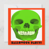 Halloween Groene Schedel Uitnodigen Kaart (Voorkant)