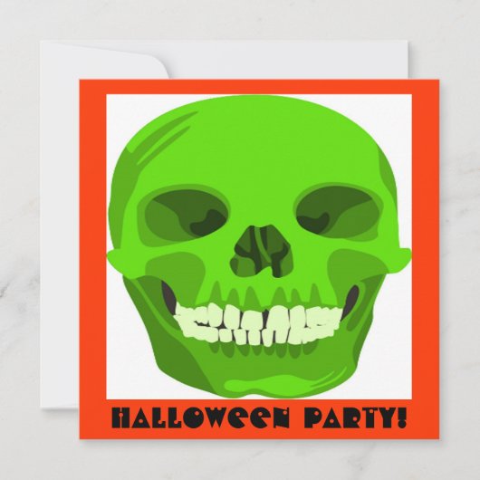 Halloween Groene Schedel Uitnodigen Kaart (Voorkant)