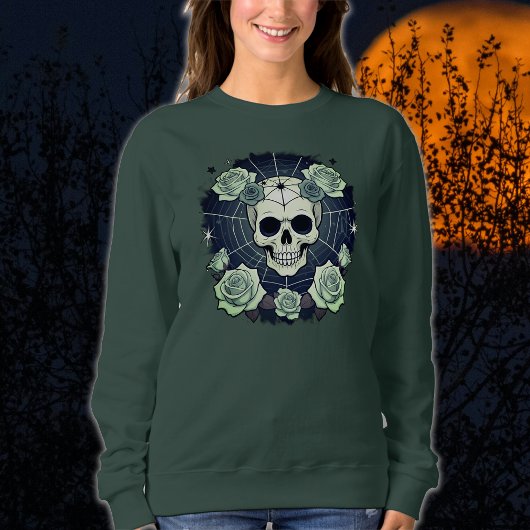 Halloween Groene Schedels & Rozen Spooky Trui
