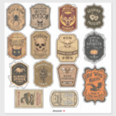 Halloween groep van 14 magische drankfles sticker (Vel)