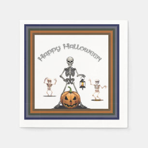 Halloween-groep van feestskeletten servet
