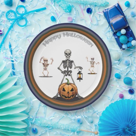 Halloween groep van party skeletten papieren bordje (Feest)