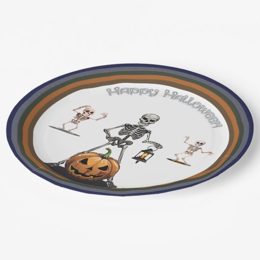 Halloween groep van party skeletten papieren bordje (Gekanteld)