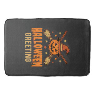 Halloween Groet Heks Pompoen Vintage Ontwerp Badmat