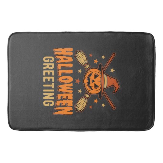 Halloween Groet Heks Pompoen Vintage Ontwerp Badmat (Voorkant)