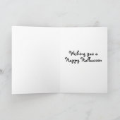 Halloween, groet, kaart, zwart, kat, heks, maan kaart (Binnen)