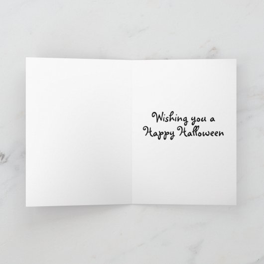 Halloween, groet, kaart, zwart, kat, heks, maan kaart (Binnen)