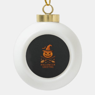 Halloween Groet Pompoen Heks Hoed Gekruiste Bezem Keramische Bal Ornament