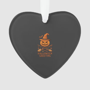 Halloween Groet Pompoen Heks Hoed Gekruiste Bezem Ornament