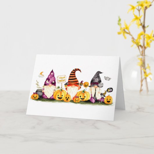 HALLOWEEN GROET VAN COOL GNOMES KAART (Gele Bloem)