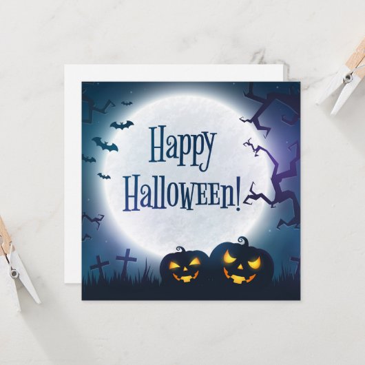 Halloween Groeten Kaart (Voorkant / Achterkant in situ)