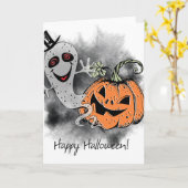 Halloween Groeten Kaart (Gele Bloem)