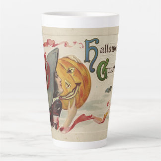 "Halloween Groeten" Kitschige Vreemde Vintage Kaar Latte Mok