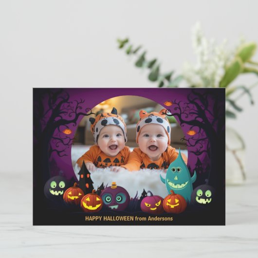 Halloween groeten met aangepaste foto Card Kaart (Staand voorkant)