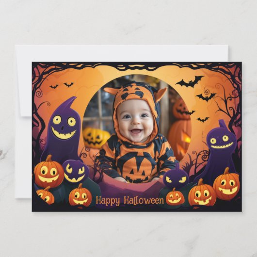 Halloween groeten met aangepaste foto Card Kaart (Voorkant)